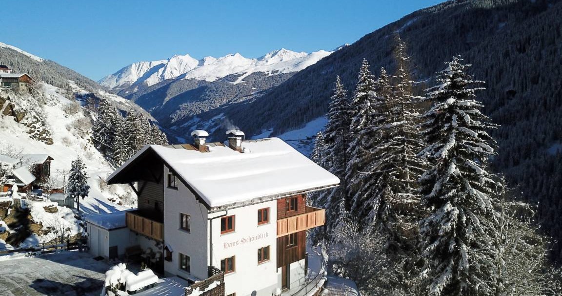 Holiday Home Schönblick in winter, snow-covered above Kappl