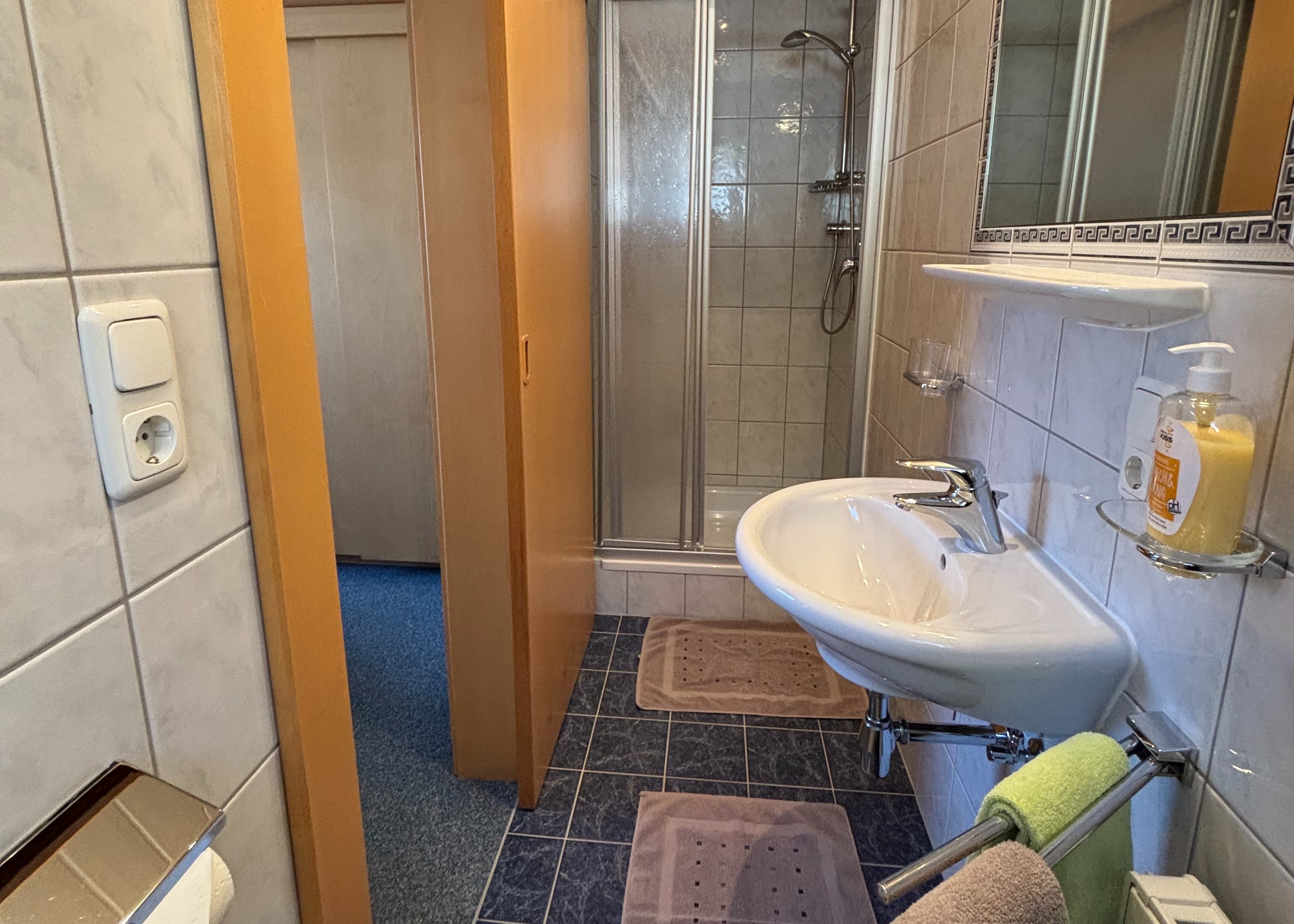 Image showing flooring with wood, floor, plumbing fixture, interior design, sink and bathroom sink