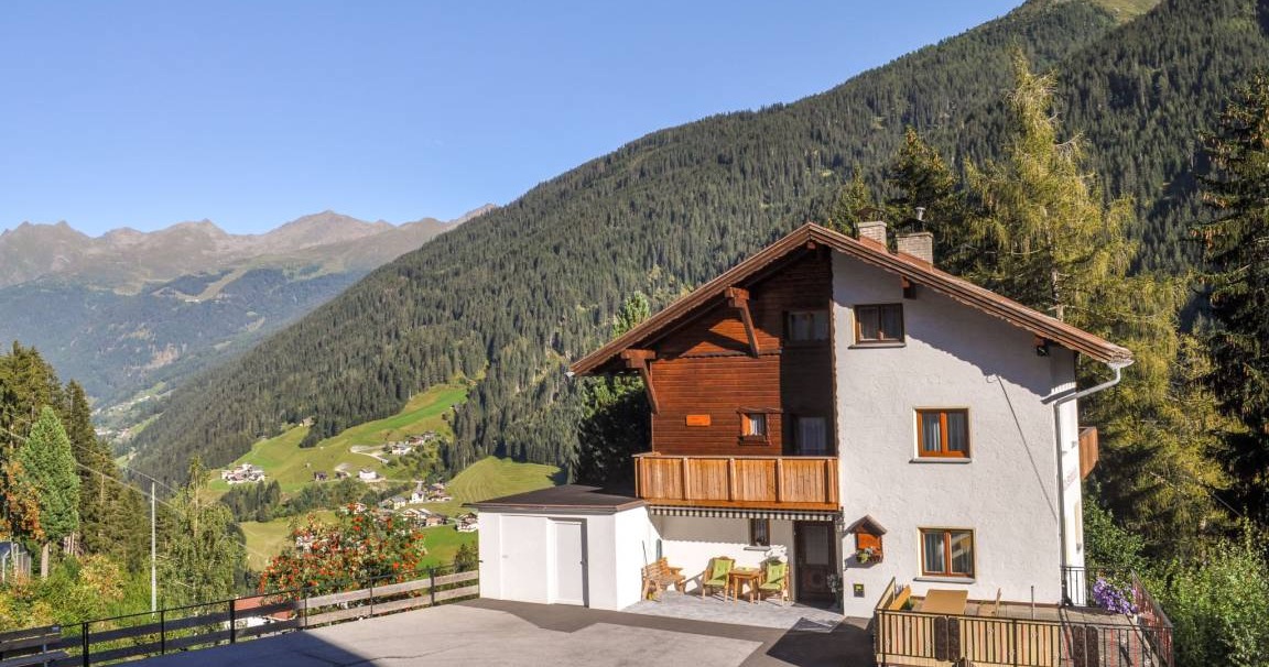 Holiday Home Schönblick in Kappl in summer with a view of the Paznaun valley
